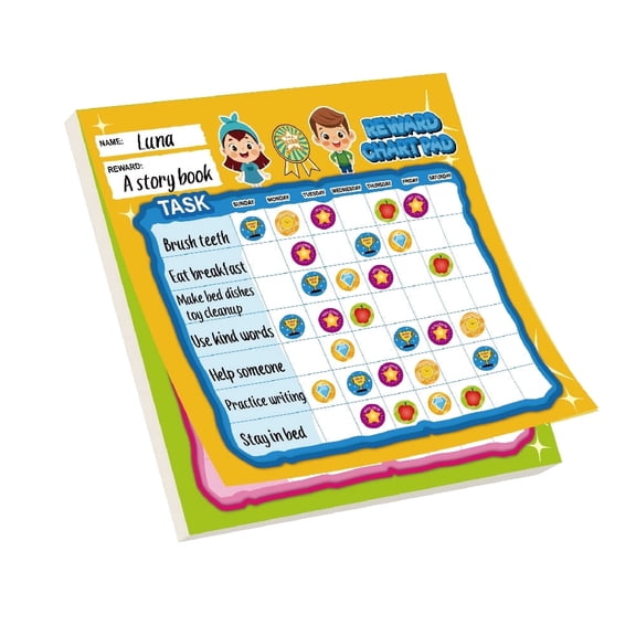 HuiJuMei Behavior Reward Chart System - Pad with 26 Chore Charts, Magnetic Behavior Chart , 1488 Stickers to Motivate Responsibility & Good Habits