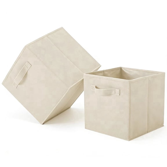 HuiJuMei Storage Bins, Foldable Fabric Storage Cubes And Cloth Storage Organizer Drawer For Closet And Toys Storage,2 Pack (Beige)
