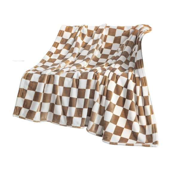 HuiXinOU Checkered Flannel Blanket B-lack And White Squares Patterns Super Soft Checkered Sleeping Blanket for Couch, Bed, Sofa for All Seasons, Coffee