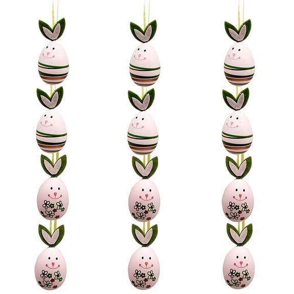HuiXinOu 12Pcs Easter Egg Hanging Ornaments Assorted Design Decorative Pendants for Easter Tree Basket Filler Spring Holiday Home Party Decoration
