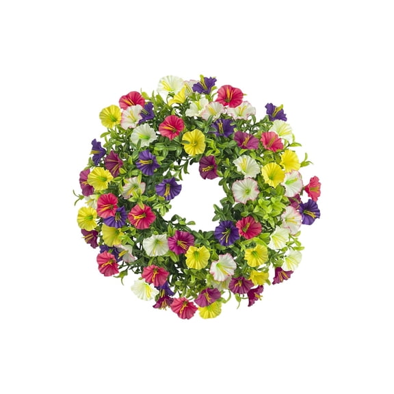 HuiXinOu 13.78 Inch Spring Summer Artificial Violet Wreath Decorative Floral Door Wreath for Home Wall Window Porch Wedding Decor