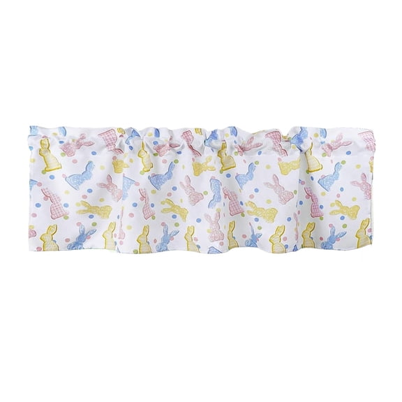 HuiXinOu 18 x 54 Inch Easter Bunny Pattern Kitchen Curtains Semi Blackout Short Curtains for Kitchen Bedroom Cafe and Easter Holiday Home Window Decoration