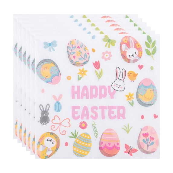 HuiXinOu 20-Count Easter Paper Napkins, Disposable Bunny Themed Dinner Napkins for Party, Restaurant, Holiday Table Decor and Celebrations