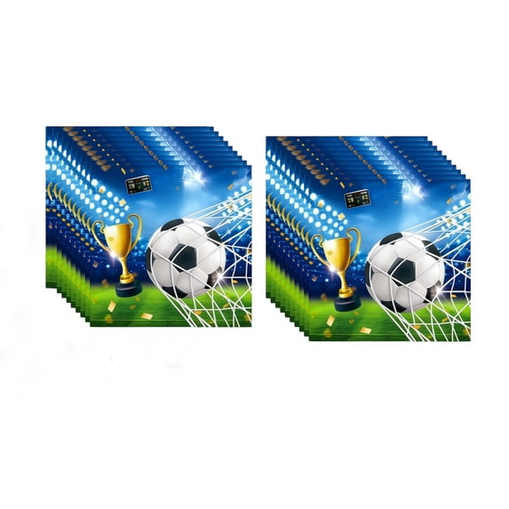 HuiXinOu 20 Count Soccer Themed Paper Napkins Disposable Party Napkins for Football Birthday Sports Game Day Party Supplies