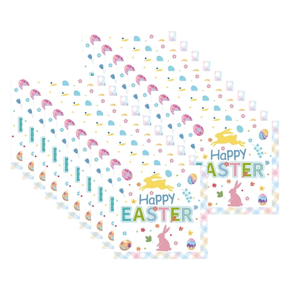 HuiXinOu 20pc Easter Paper Tissue Heavy Duty Easter Dinnerware Sets with Easter Eggs Bunny for Spring Holiday Easter Party Supplies Disposable Platters