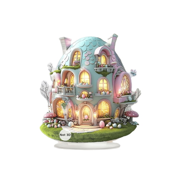 HuiXinOu 2D Easter Tabletop Decoration, Flat Bunny Egg Chick Centerpiece for Home Living Room Desktop, Spring Holiday Ornament 9.8in