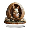 thumbnail image 1 of HuiXinOu 2D Printed Acrylic Easter Bunny Decoration, Flat Tabletop Ornament for Home Office Desk Bookshelf Spring Decor, 1 of 6