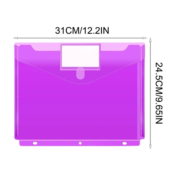 HuiXinOu 3-Hole Punch A4 Document Folder with Label, Clear Sheet Protector Pouch for Binder School Office Organization