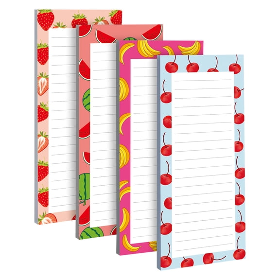 HuiXinOu 4 Pack Fruit Themed Sticky Notes Notebook Portable Tear-Off Memo Pads Convenient Design for Daily Use Study Office Reminders and Note Taking