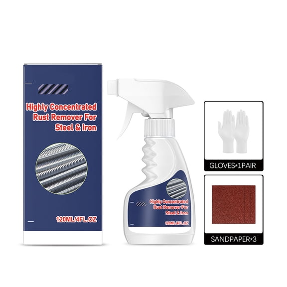 HuiXinOu 4oz Metal Rust Removal Cleaner Set, Gentle Formula Rust Remover for Auto Parts, Kitchen Utensils and Hardware, Multi-Purpose Care Cleaner for Surface Restoration