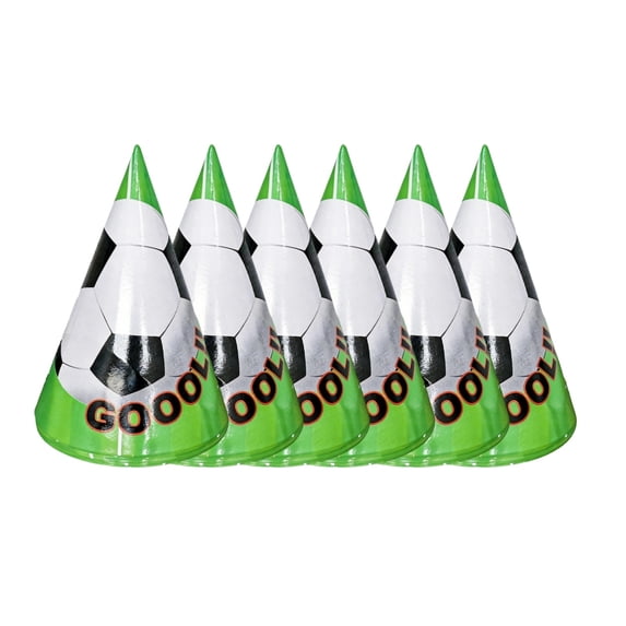 HuiXinOu 6 Pack Soccer Party Hats Football Theme Cone Hats Birthday Celebration Sports Event Party Favors Decorations Supplies for Kids Adults