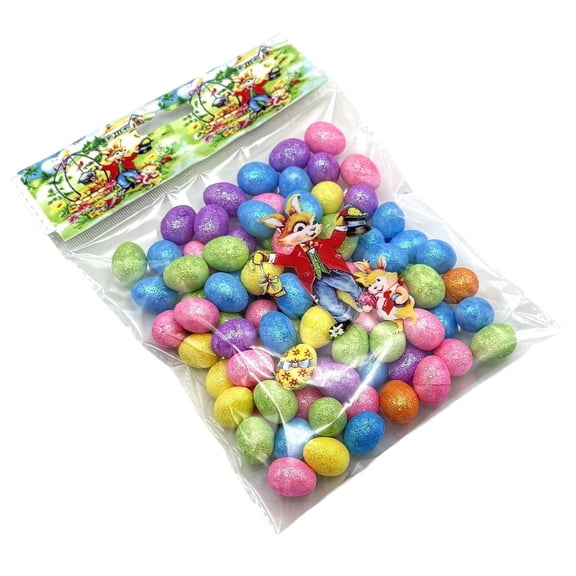 HuiXinOu 80 Pieces Plastic Easter Eggs, 1.5"x1.8" Assorted Color Hollow DIY Decoration for Easter Basket Fillers, Party Favors Crafts, Spring Holiday Festive Supplies