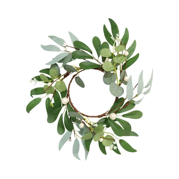 HuiXinOu 9.8in Spring Floral Wreath with Artificial Green Leaves Small Decorative Garland for Indoor Outdoor Party Wall Candlestick Table Decor