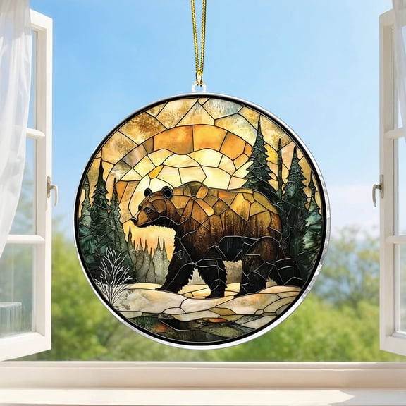 HuiXinOu Acrylic Owl Window Hanging Decoration Colorful 2D Animal Ornament for Home Garden Gift, 1 Hanging Ornament