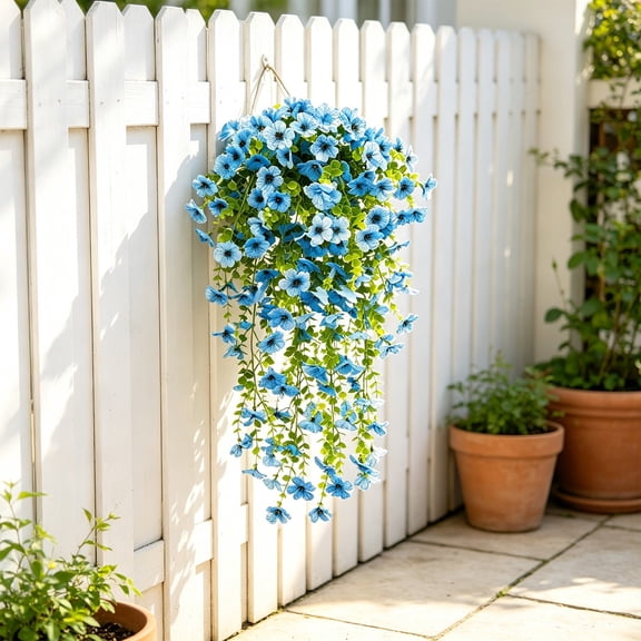 HuiXinOu Artificial Jasmine Hanging Vine, 30 In Silk Plastic Flower Vine, Indoor Balcony Wall Decor, Artificial Hanging Flower Vine for Balcony, Courtyard, Wall, Indoor, Porch