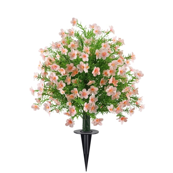 HuiXinOu Artificial Outdoor Green Plants for Garden Yard, Summer Spring Faux Baby's Breath Shrubs Potted Trees, Lawn Landscape Decoration