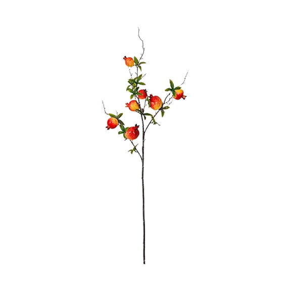 HuiXinOu Artificial Pomegranate Branches Stems, Realistic Faux Fruit Tree Branch, Lifelike Decor Stems for Living Room Table Vase, Floral Arrangement & Home Indoor Decoration