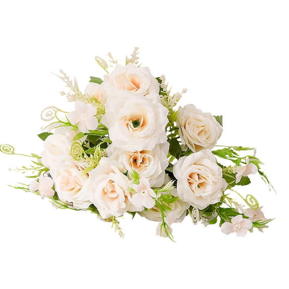 HuiXinOu Artificial Rose Bouquet Silk Flowers for Table Centerpiece Decor, Realistic Plastic Floral Arrangement for Home Office Wedding Dining Room