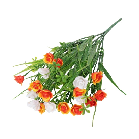 HuiXinOu Artificial Rose Bouquet, Spring Grass with Baby's Breath Faux Flowers for Vase Flower Box Wedding Home Festive Table Centerpiece