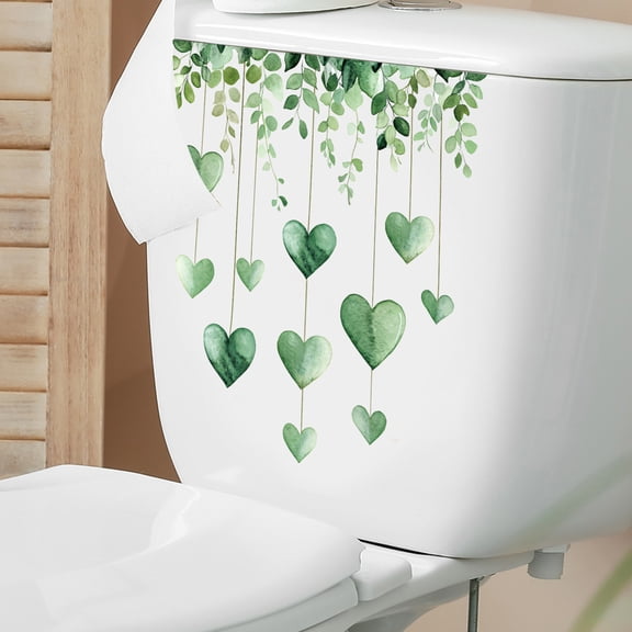 HuiXinOu Bathroom Wall Stickers, Green Plants & Vines Decals for Toilet, Shower, Tile, Waterproof & Removable Home Decor, Easy to Apply