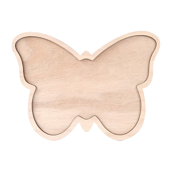HuiXinOu Butterfly Pattern Wooden Serving Tray Decorative Tabletop Tray Multipurpose Organizer for Home Party Dessert Display Daily Use