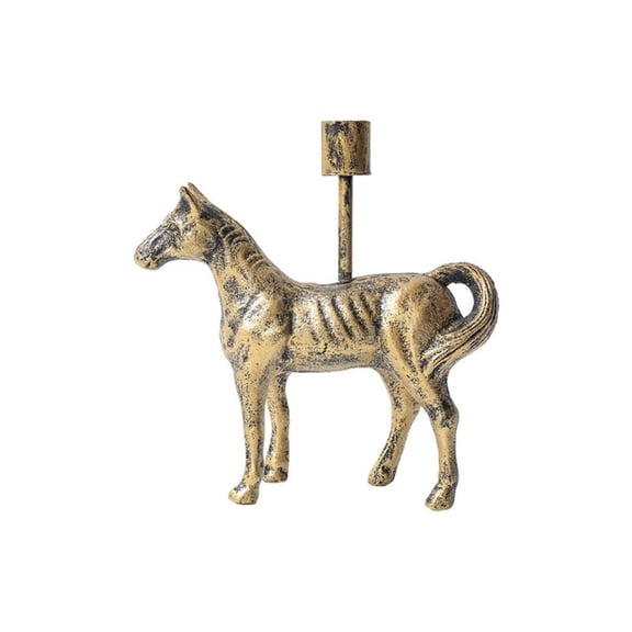 HuiXinOu Candle Holder, Vintage Small Horse Shape Gold Metal Tealight Stand, Farmhouse Home Decor for Living Room, Bedroom, Showroom Display