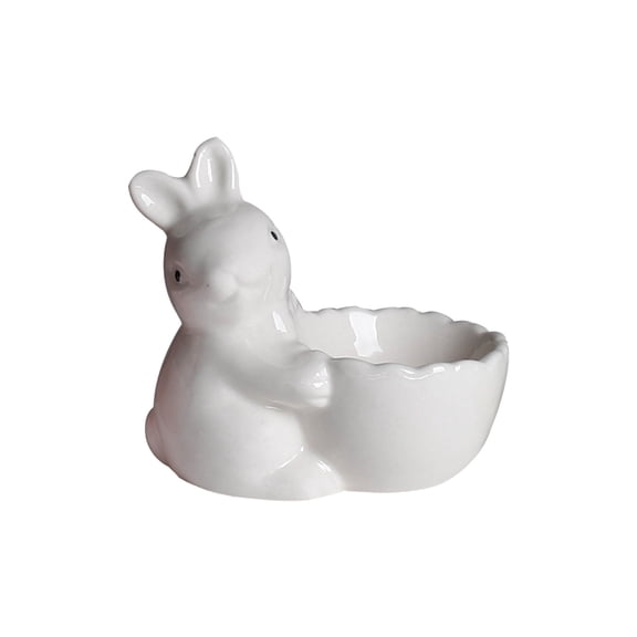 HuiXinOu Ceramic Rabbit Egg Cups for Soft Boiled Eggs, Easter Bunny Egg Holder Stand Decor, Kitchen Dining Tabletop Decoration Gift