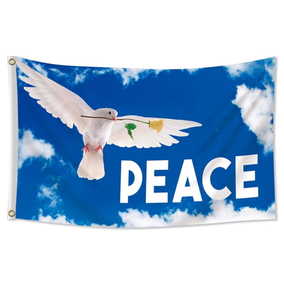 HuiXinOu Doves Flag Hanging Cloth Peace Dove Printed Wall Hanging Decor For Home Living Room Bedroom Garden Outdoor Indoor Peace Theme Decoration