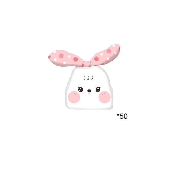 HuiXinOu Ear Shaped Packaging Bags 50pcs, Cellophane Treat Bags for Nougat Candy Cookies Snacks, Birthday Party Favor Bags, Cute Goodie Bags for Gifts