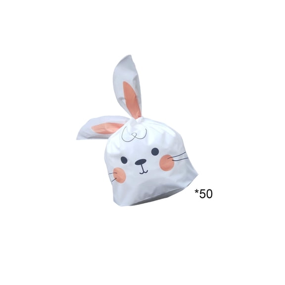 HuiXinOu Ear Shaped Packaging Bags 50pcs, Cellophane Treat Bags for Nougat Candy Cookies Snacks, Birthday Party Favor Bags, Cute Goodie Bags for Gifts