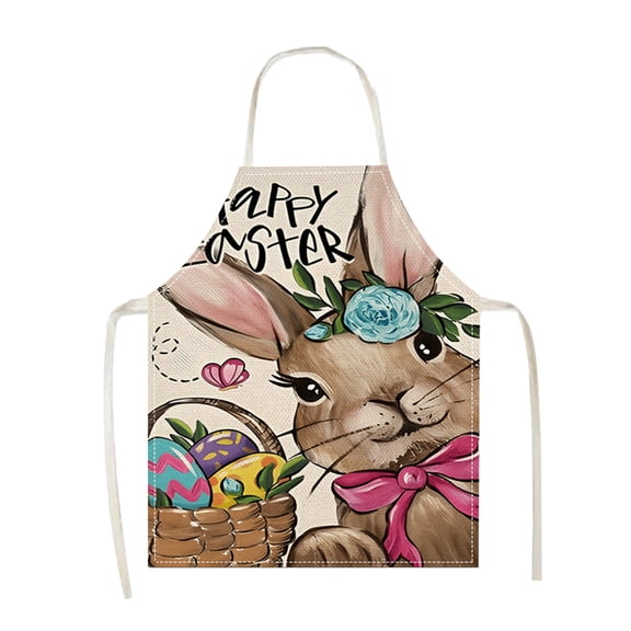 HuiXinOu Easter Apron Bunny Print Decorative Cooking Apron Festive Kitchen Apron for Holiday Baking Party Supplies Home Kitchen Dining Room Decoration