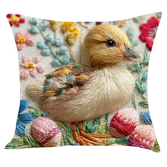 HuiXinOu Easter Bunny Egg Pillow Cover Faux Embroidery Printed Designs Sofa Cushion Cover Cushion Cover for Sofa Bedroom Living Room Farmhouse Home Decor