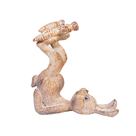 HuiXinOu Easter Bunny Figurine Sculpture, Juggling Bunny Resin Decorative Ornament, Festive Spring Table Decor, Three Colors Available Rabbit Statue For Holiday Decor