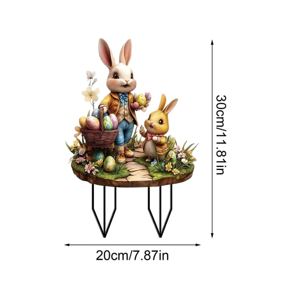 HuiXinOu Easter Bunny Garden Stake Outdoor Spring Yard Decor Metal Rabbit Sign for Lawn Patio Home