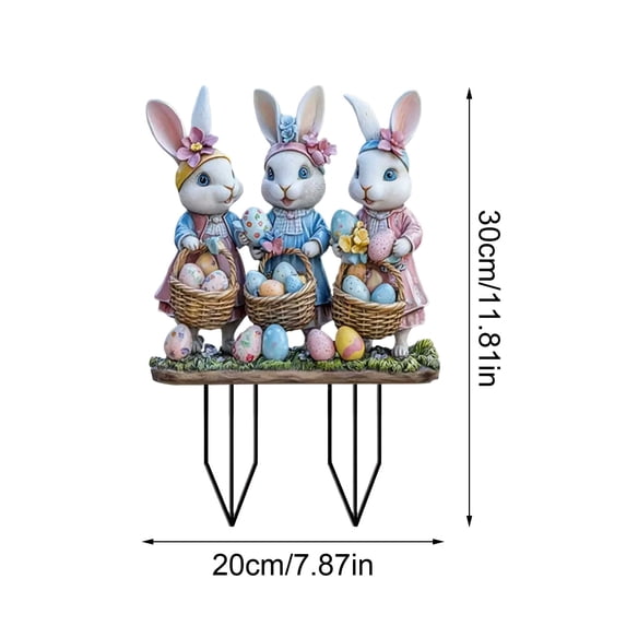 HuiXinOu Easter Bunny Garden Stake Outdoor Spring Yard Decor Metal Rabbit Sign for Lawn Patio Home