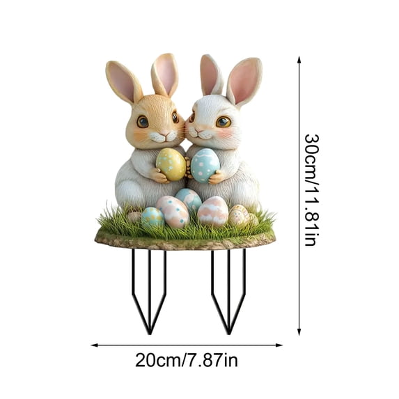 HuiXinOu Easter Bunny Garden Stake Outdoor Spring Yard Decor Metal Rabbit Sign for Lawn Patio Home