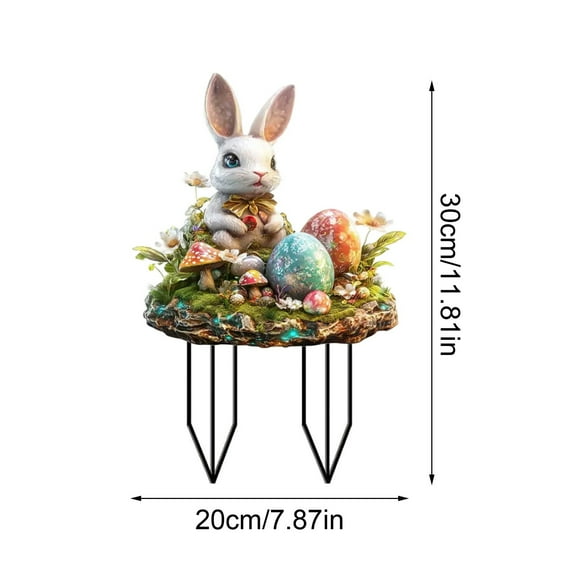 HuiXinOu Easter Bunny Garden Stake Outdoor Spring Yard Decor Metal Rabbit Sign for Lawn Patio Home