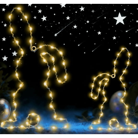 HuiXinOu Easter Bunny LED Window Light Pack of 2 with Remote Timer Battery Operated for Indoor Outdoor Home Door Hanging Spring Holiday Party Night Light Decorations