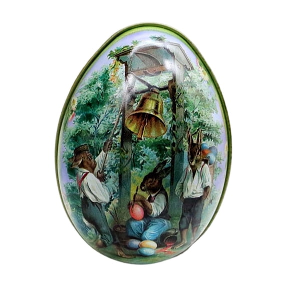 HuiXinOu Easter Bunny Metal Tin Egg, Decorative Jewelry Candy Box for Easter Egg Hunt Party Favors Gift Basket Fillers Holiday Table Decor and Small Trinket Storage