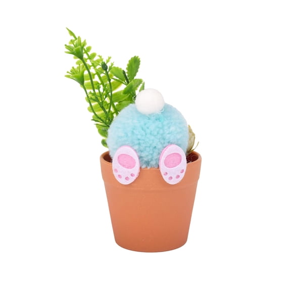 HuiXinOu Easter Bunny Mini Flower Pot, Small Planter with Tray Home Shelf Desk Spring Decor Ornament