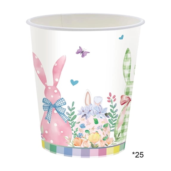 HuiXinOu Easter Bunny Party Paper Cup 25 Count Disposable Tableware Spring Theme Supplies for Kids Birthday Dinner Celebration Decor, C
