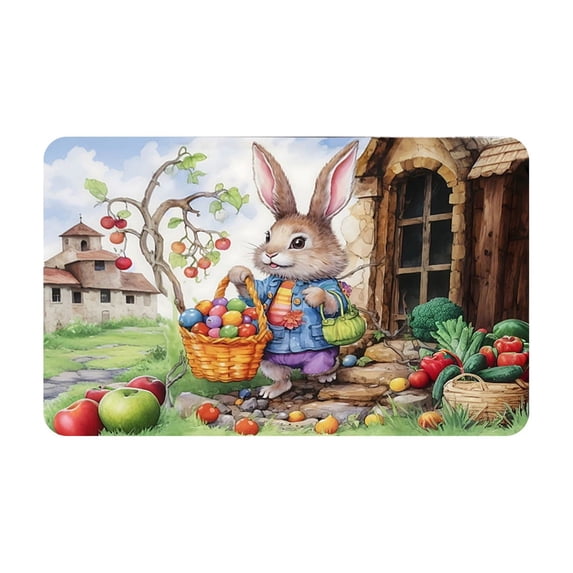 HuiXinOu Easter Bunny Print Decorative Doormat 23.6x15.7In Indoor Outdoor Non-Slip Welcome Mat Easter Rabbit Entryway Front Porch Throw Rugs for Spring Easter, C