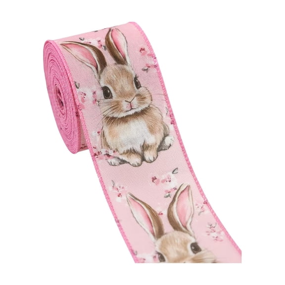 HuiXinOu Easter Bunny Ribbon 15ft x 2.5in, Spring Pastel Colored Craft Ribbon for Gift Wrapping Floral Arrangements DIY Bows