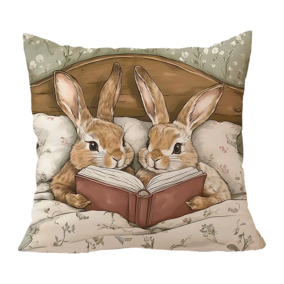 HuiXinOu Easter Bunny Short Plushs Printed Pillow Cover Decoration for Bedroom, Sofa, Car Decoration