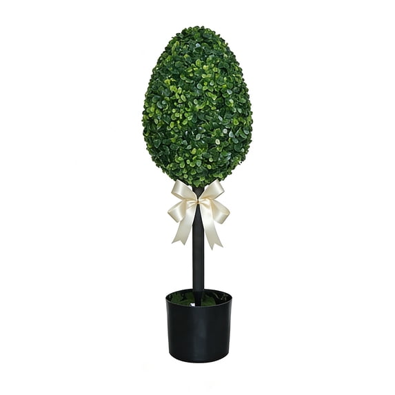 HuiXinOu Easter Bunny with Eggs Decorative Potted Plant, Artificial Topiary Yew Tree in Pot for Spring Tabletop Centerpiece Home Decor