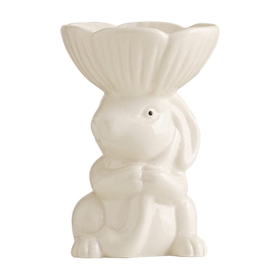 HuiXinOu Easter Ceramic Bunny Dessert Plate, Small Decorative Dish for Candy and Treats, Home Decor, Spring Holiday Table Setting and Shelf Decor