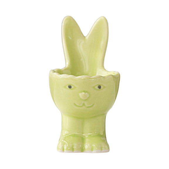 HuiXinOu Easter Ceramic Bunny Egg Holder Cup, Decorative Egg Display Stand, Spring Home and Table Decor, Farmhouse Kitchen Shelf Decor