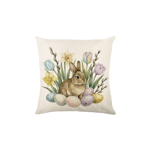 HuiXinOu Easter Decorative Pillow, Bunny and Chick Patterned Egg Print Cushion, Soft Comfortable Throw Pillow, Suitable for Sofa, Bedroom, Living Room Holiday Decoration