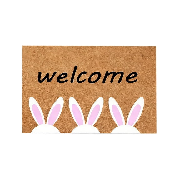 HuiXinOu Easter Doormat Absorbent Welcome Mat Non Slip Front Door Rug with Rabbit Design Indoor Outdoor Entryway Spring Home Decor