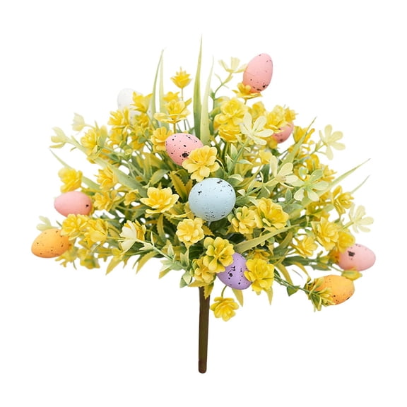 HuiXinOu Easter Egg Bouquet, Festive Flower Arrangement with Colorful Eggs, Spring Living Room Table Centerpiece Decor for Holiday Home Party Decorating